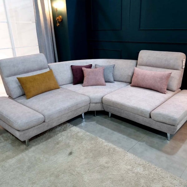 [퍼니챗] 샤르니 조야원단 4인용 패브릭 코너형 스윙소파 (올 아이보리)