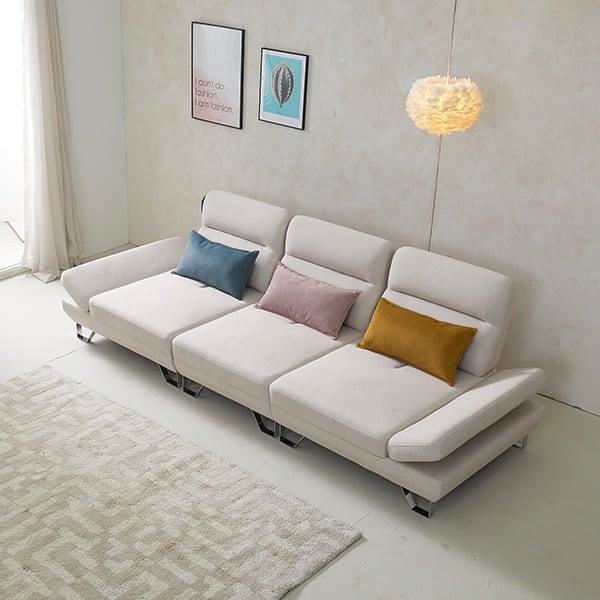 [퍼니챗] 샤르니 조야원단 4인용 패브릭 직선형 스윙소파 (올 아이보리)